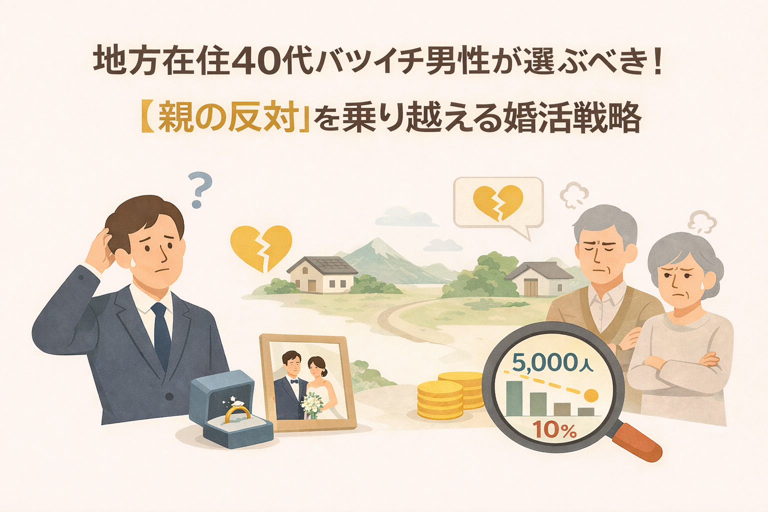 地方在住40代バツイチ男性が選ぶべき！「親の反対」を乗り越える婚活戦略